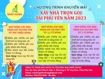 Chương trình khuyến mãi Xây nhà trọn gói Phú Yên năm 2023